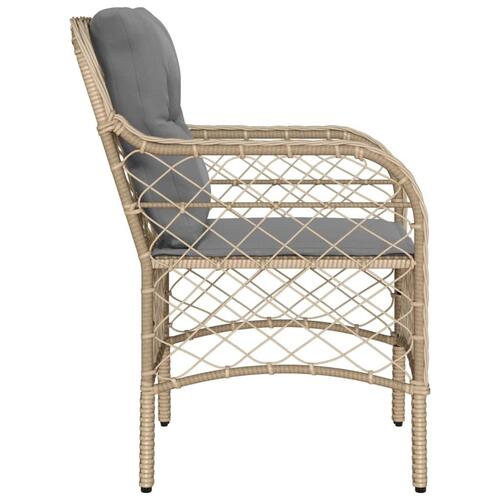 Havestole med hynder 2 stk. polyrattan blandet beige