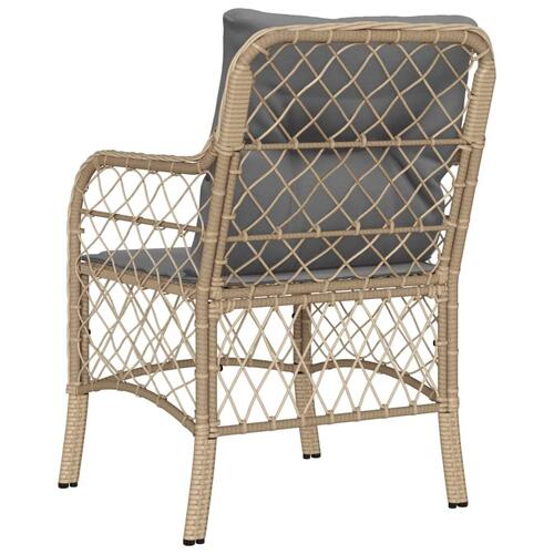 Havestole med hynder 2 stk. polyrattan blandet beige