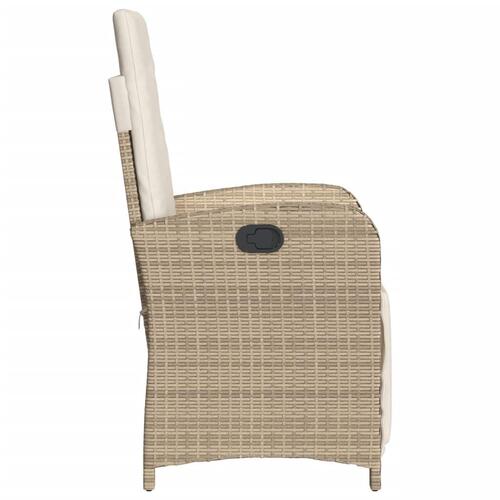 Havestol med lænefunktion og fodstøtte polyrattan beige