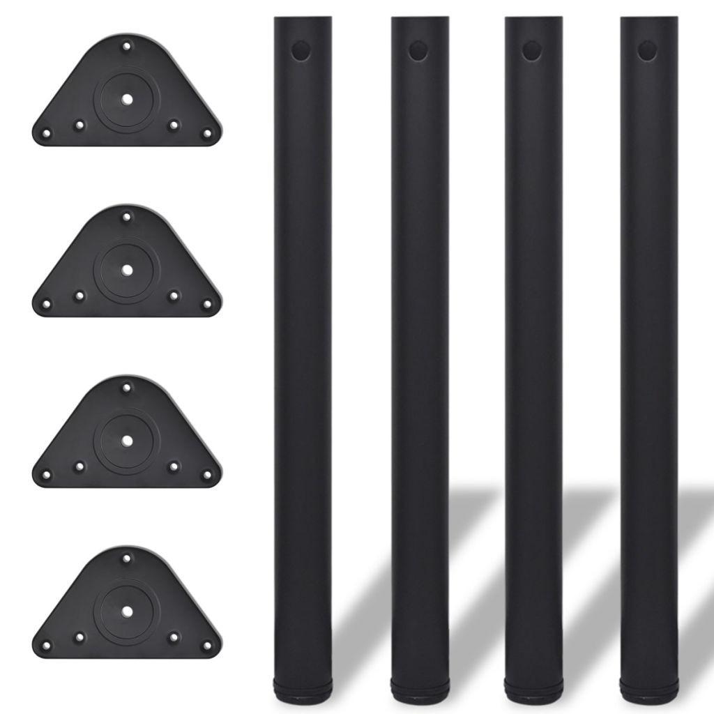 4 bordben, justerbar højde, sorte, 710 mm