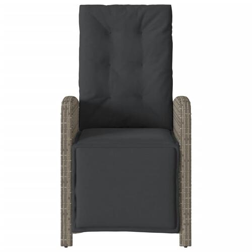 Havestole 2 stk. med lænefunktion og fodstøtte polyrattan grå