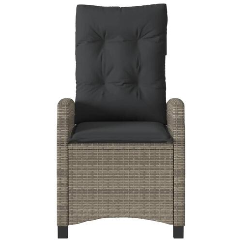 Havestol med hynder justerbart ryglæn polyrattan grå