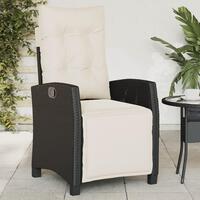 Havestol med justerbart ryglæn og fodstøtte polyrattan sort