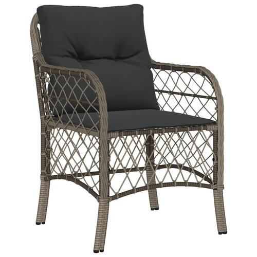 Spisebordssæt til haven 7 dele med hynder polyrattan grå