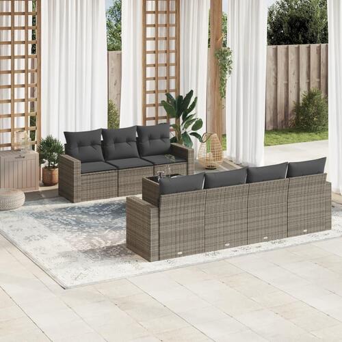 Sofasæt til haven 8 dele med hynder polyrattan grå