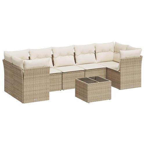 Sofasæt til haven 8 dele med hynder polyrattan beige
