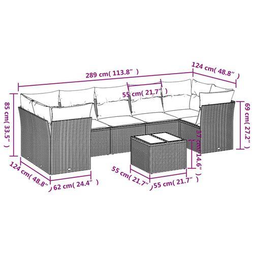 Sofasæt til haven 8 dele med hynder polyrattan beige
