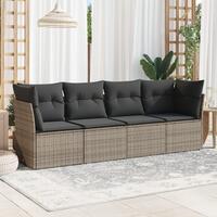 Sofasæt til haven 4 dele med hynder polyrattan grå