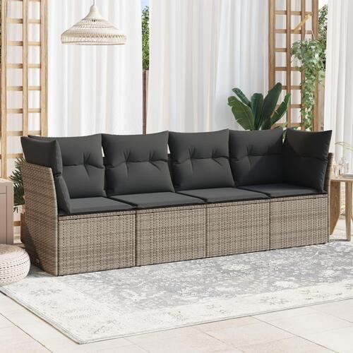 Sofasæt til haven 4 dele med hynder polyrattan grå