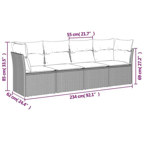 Sofasæt til haven 4 dele med hynder polyrattan grå