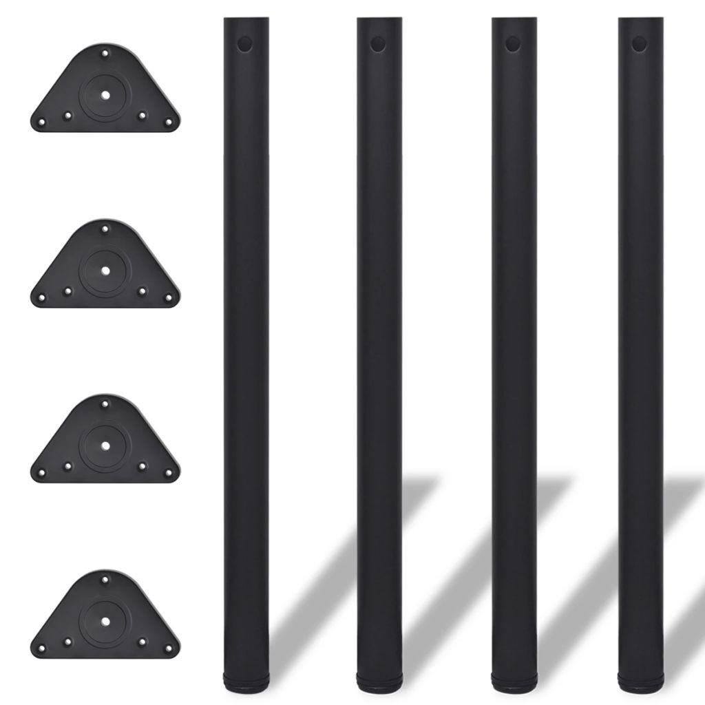 4 bordben, justerbar højde, sorte, 870 mm