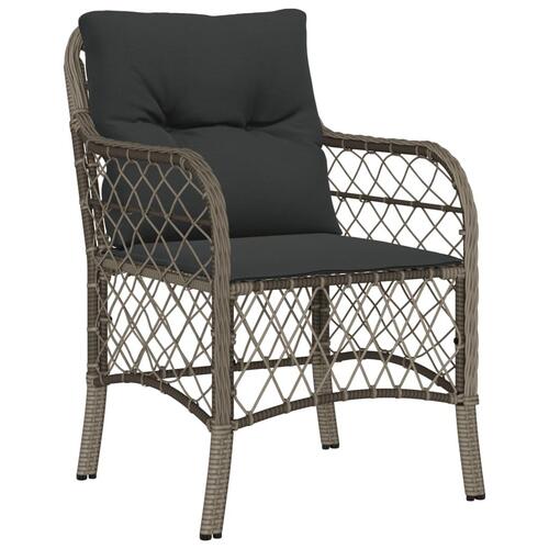 Spisebordssæt til haven 7 dele med hynder polyrattan grå
