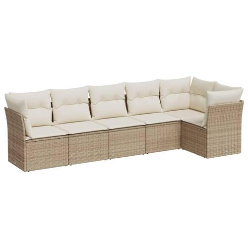 Sofasæt til haven 6 dele med hynder polyrattan beige