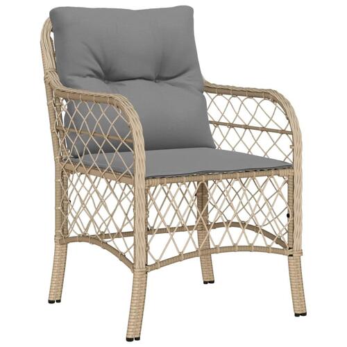Spisebordssæt til haven 5 dele med hynder polyrattan beige