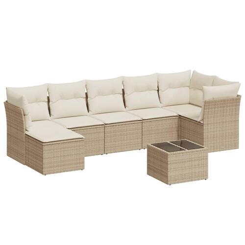 Sofasæt til haven 8 dele med hynder polyrattan beige