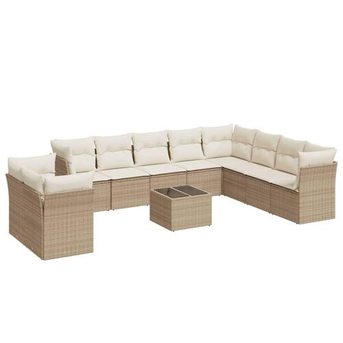 Sofasæt til haven 11 dele med hynder polyrattan beige