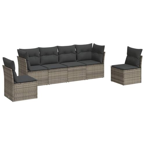 Sofasæt til haven 6 dele med hynder polyrattan grå