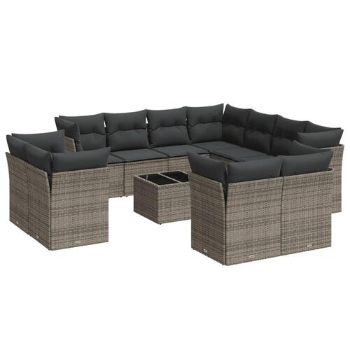 Sofasæt til haven 12 dele med hynder polyrattan grå