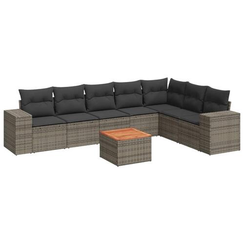 Sofasæt til haven 8 dele med hynder polyrattan grå