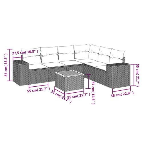 Sofasæt til haven 7 dele med hynder polyrattan beige