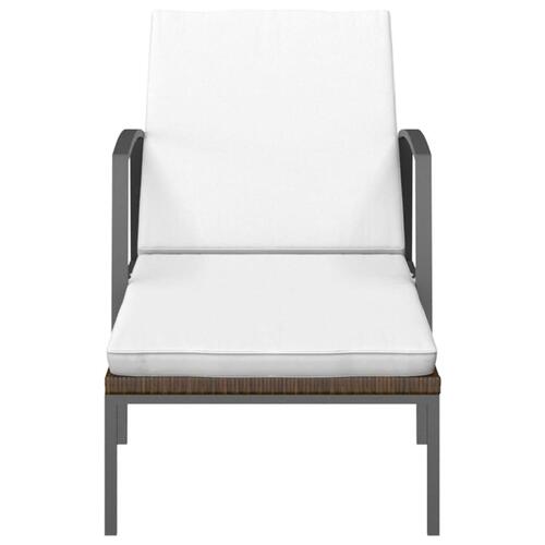 Liggestole 2 stk. med bord polyrattan brun