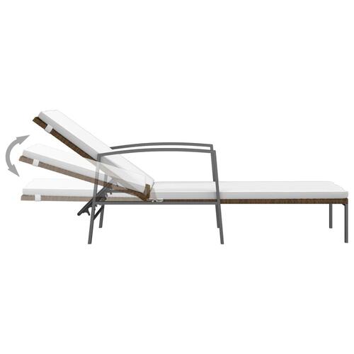 Liggestole 2 stk. med bord polyrattan brun