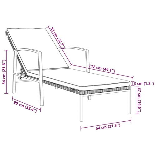 Liggestole 2 stk. med bord polyrattan brun