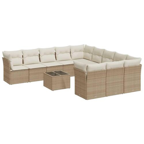 Sofasæt til haven 12 dele med hynder polyrattan beige