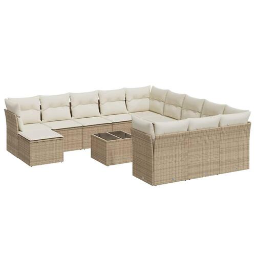 Sofasæt til haven 13 dele med hynder polyrattan beige