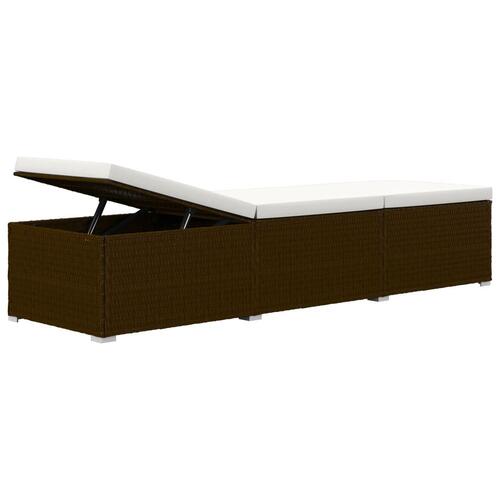 Liggestol med hynde og tebord polyrattan brun