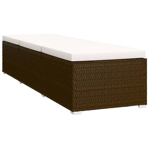 Liggestol med hynde og tebord polyrattan brun