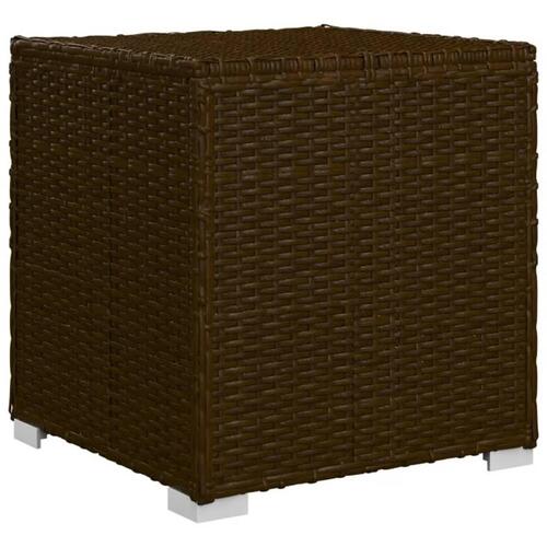 Liggestol med hynde og tebord polyrattan brun