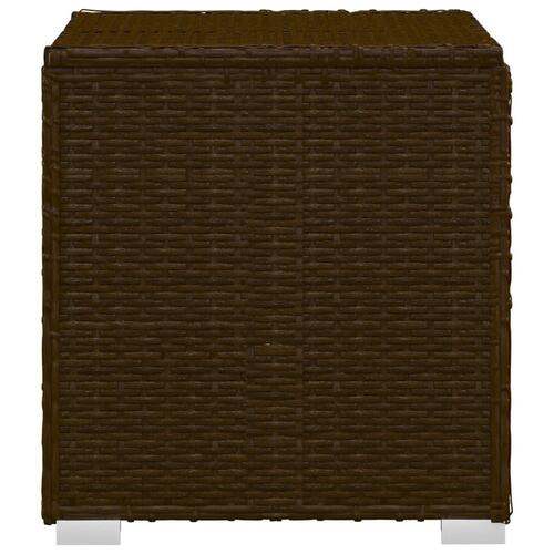 Liggestol med hynde og tebord polyrattan brun