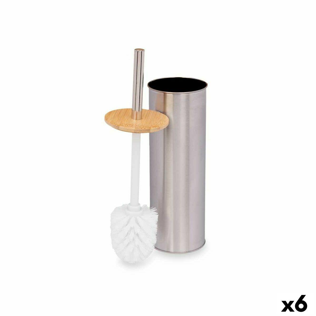 Toiletbørste Sølvfarvet Bambus Rustfrit stål 9,5 x 27,5 x 9,5 cm (6 enheder)