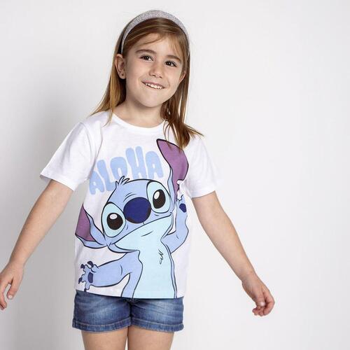 Børne Kortærmet T-shirt Stitch Hvid 6 år