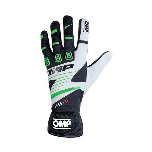 Kids Karting Gloves OMP KS-3 MY2018 Hvid Sort Grøn 6 kart