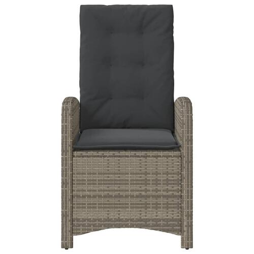 Havestol med hynder justerbart ryglæn polyrattan grå