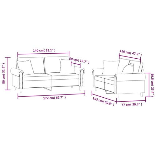 2 personers sofa med puder velour sort