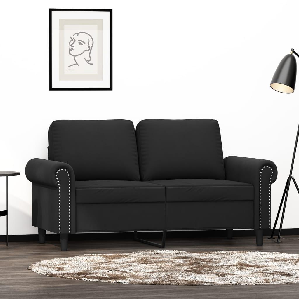 2-personers sofa 120 cm fløjl sort