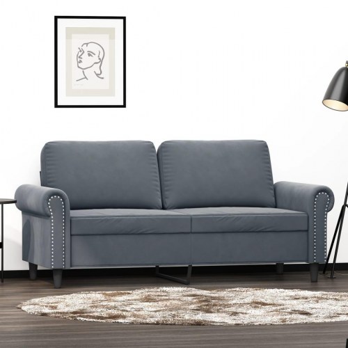 2-personers sofa i fløjl 140 cm - mørkegrå