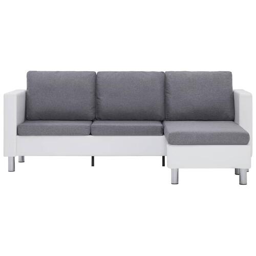 3-personers sofa med hynder kunstlæder hvid