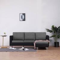 3-personers sofa med hynder kunstlæder sort