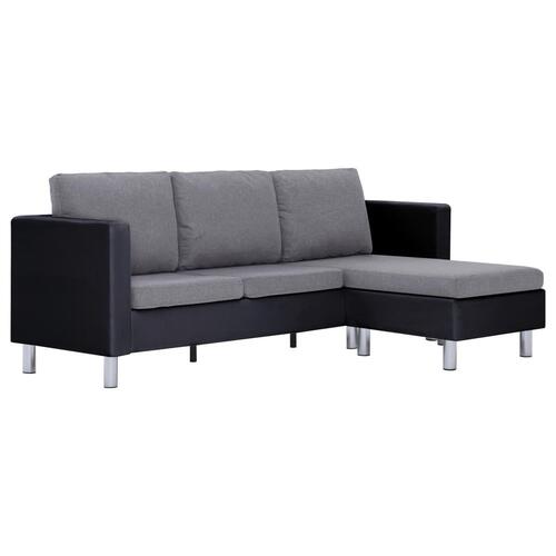 3-personers sofa med hynder kunstlæder sort
