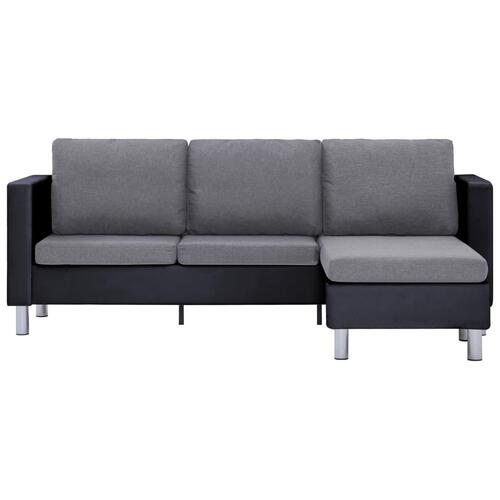 3-personers sofa med hynder kunstlæder sort