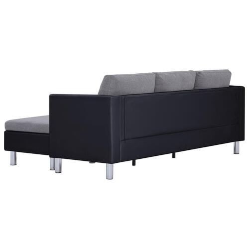 3-personers sofa med hynder kunstlæder sort