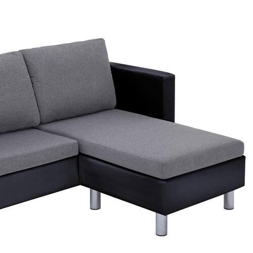 3-personers sofa med hynder kunstlæder sort