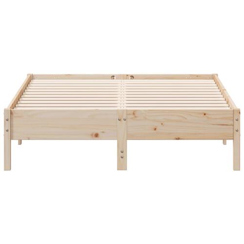 Sengeramme uden madras 135x190 cm massivt fyrretræ hvid