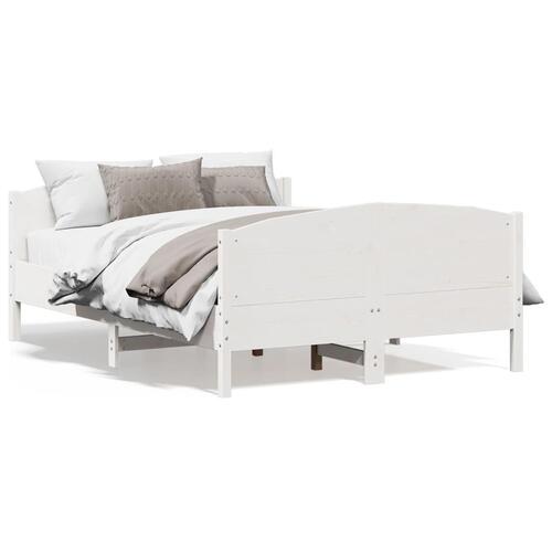 Sengeramme uden madras 135x190 cm massivt fyrretræ hvid