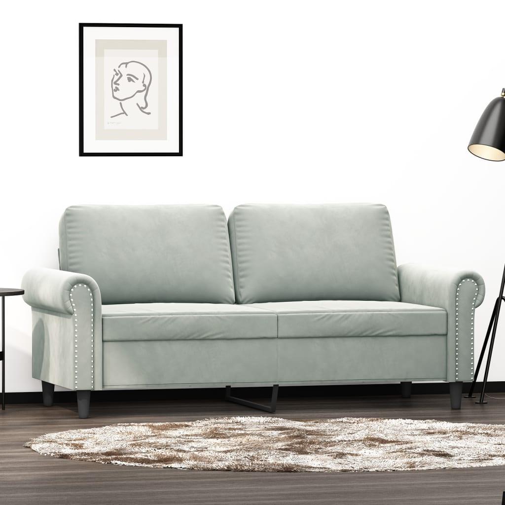 2-personers sofa 140 cm fløjl lysegrå