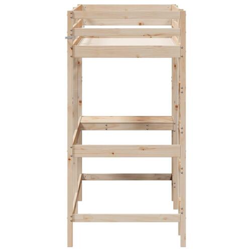 Højseng med skrivebord 75x190 cm massivt fyrretræ